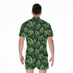Tropical Monstera Leaves Pattern Print Men's Rompers