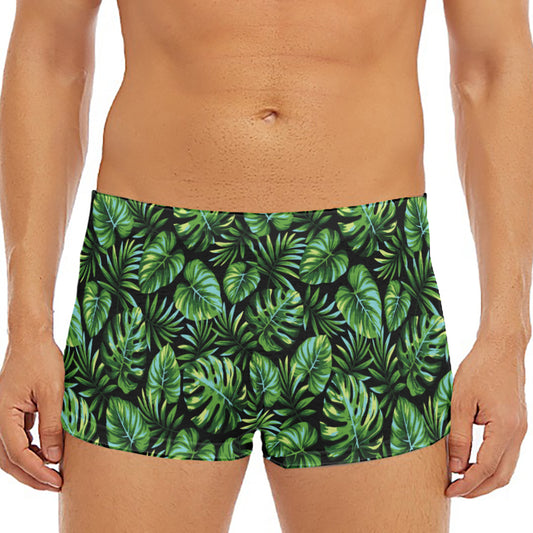 Tropical Monstera Leaves Pattern Print Men's Short Boxer Briefs