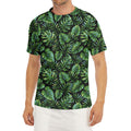 Tropical Monstera Leaves Pattern Print Men's Short Sleeve Rash Guard