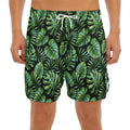 Tropical Monstera Leaves Pattern Print Men's Split Running Shorts