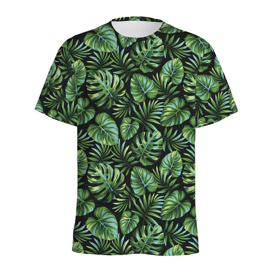 Tropical Monstera Leaves Pattern Print Men's Sports T-Shirt