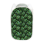 Tropical Monstera Leaves Pattern Print Mesh Laundry Hamper