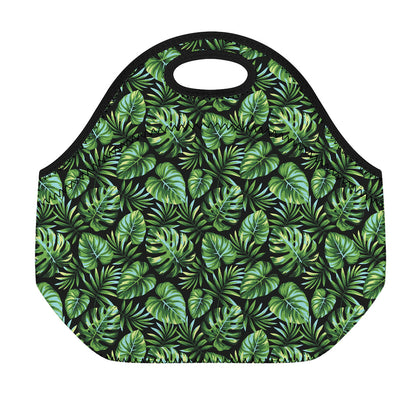 Tropical Monstera Leaves Pattern Print Neoprene Lunch Bag