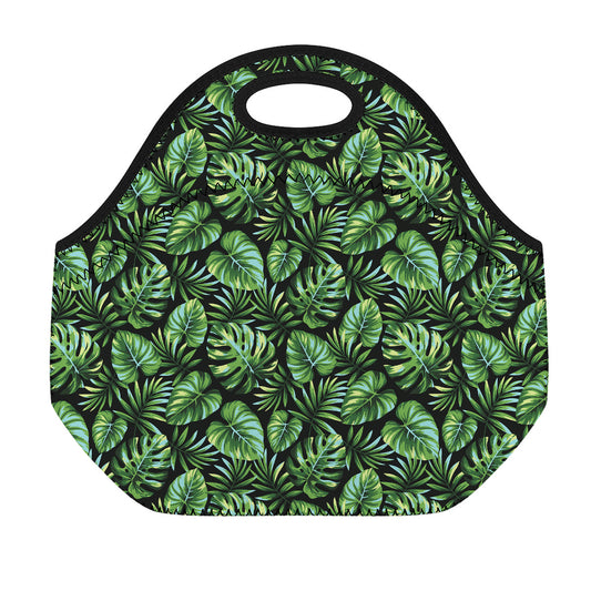 Tropical Monstera Leaves Pattern Print Neoprene Lunch Bag