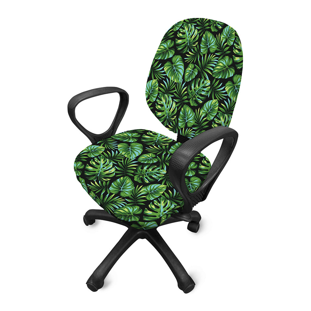 Tropical Monstera Leaves Pattern Print Office Chair Cover