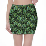Tropical Monstera Leaves Pattern Print Pencil Mini Skirt
