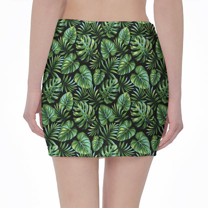 Tropical Monstera Leaves Pattern Print Pencil Mini Skirt
