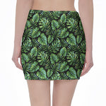 Tropical Monstera Leaves Pattern Print Pencil Mini Skirt