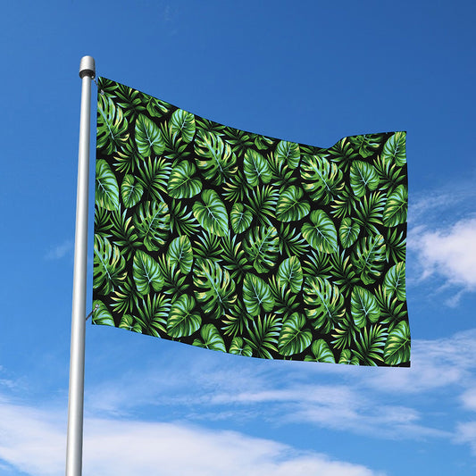 Tropical Monstera Leaves Pattern Print Polyester Flag