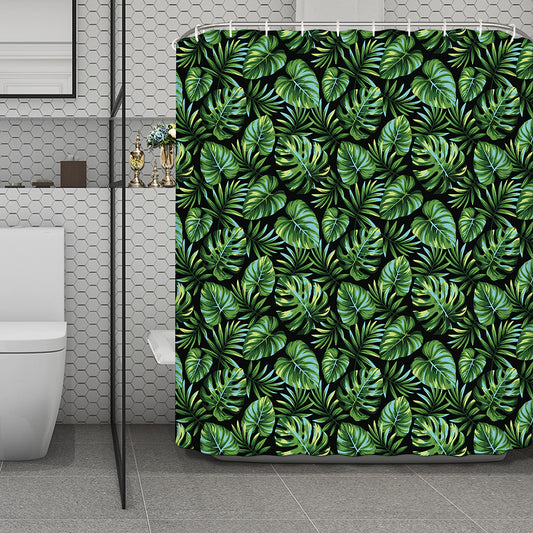 Tropical Monstera Leaves Pattern Print Polyester Shower Curtain