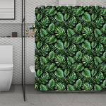 Tropical Monstera Leaves Pattern Print Polyester Shower Curtain