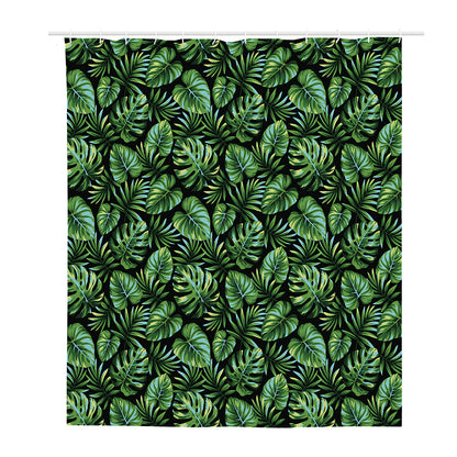 Tropical Monstera Leaves Pattern Print Polyester Shower Curtain