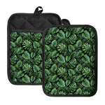 Tropical Monstera Leaves Pattern Print Pot Holders With Pocket