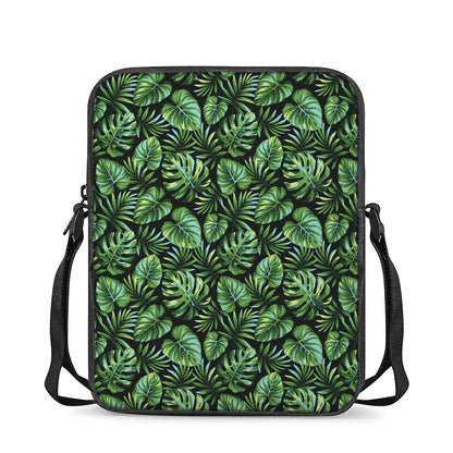 Tropical Monstera Leaves Pattern Print Rectangular Crossbody Bag