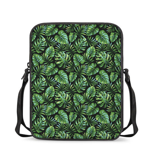 Tropical Monstera Leaves Pattern Print Rectangular Crossbody Bag