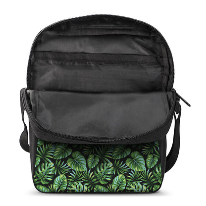 Tropical Monstera Leaves Pattern Print Rectangular Crossbody Bag