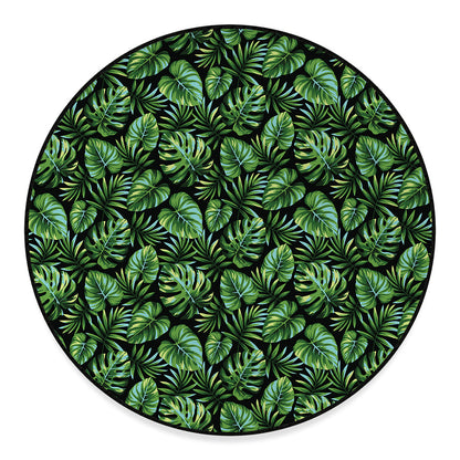Tropical Monstera Leaves Pattern Print Round Floor Mat