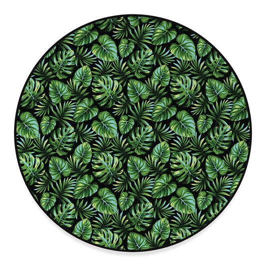 Tropical Monstera Leaves Pattern Print Round Floor Mat