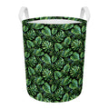 Tropical Monstera Leaves Pattern Print Round Laundry Basket