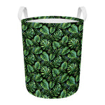 Tropical Monstera Leaves Pattern Print Round Laundry Basket