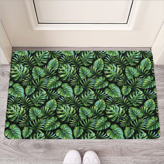 Tropical Monstera Leaves Pattern Print Rubber Doormat