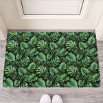 Tropical Monstera Leaves Pattern Print Rubber Doormat