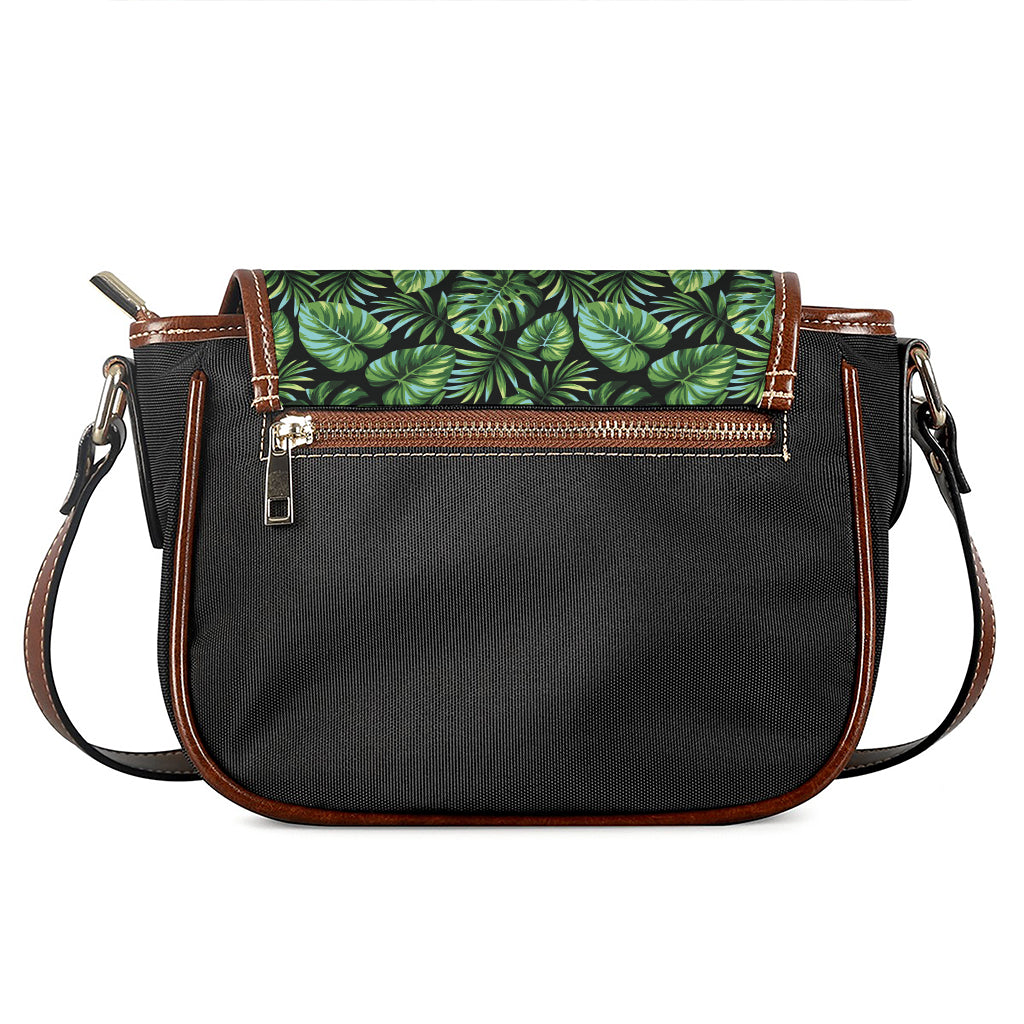 Tropical Monstera Leaves Pattern Print Saddle Bag