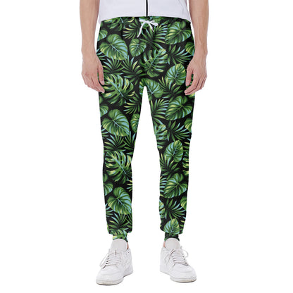 Tropical Monstera Leaves Pattern Print Scuba Joggers