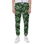 Tropical Monstera Leaves Pattern Print Scuba Joggers
