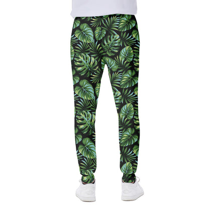 Tropical Monstera Leaves Pattern Print Scuba Joggers