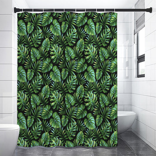 Tropical Monstera Leaves Pattern Print Shower Curtain