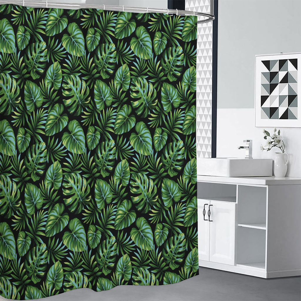 Tropical Monstera Leaves Pattern Print Shower Curtain