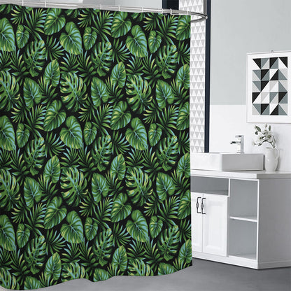 Tropical Monstera Leaves Pattern Print Shower Curtain