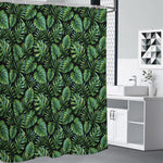 Tropical Monstera Leaves Pattern Print Shower Curtain