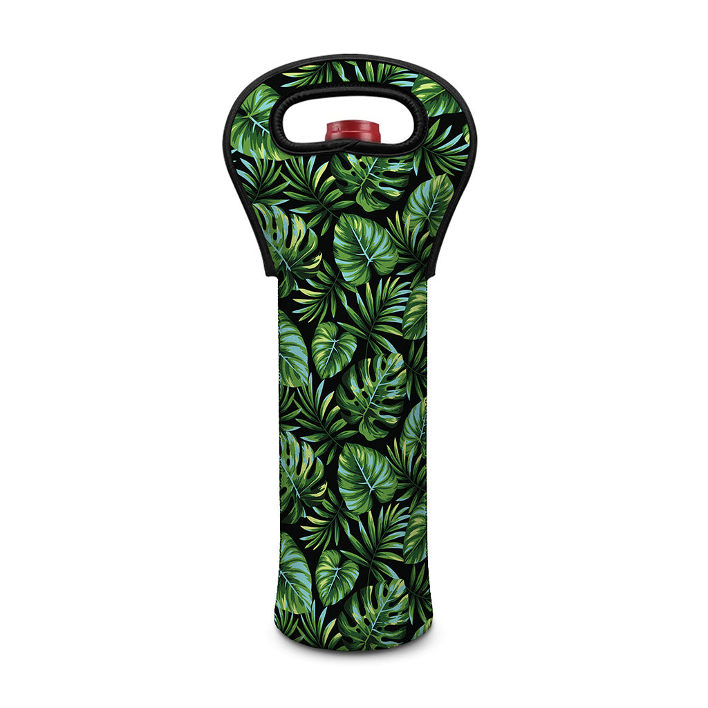 Tropical Monstera Leaves Pattern Print Single Neoprene Wine Tote