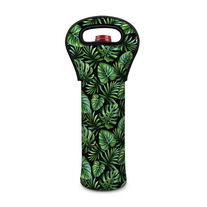 Tropical Monstera Leaves Pattern Print Single Neoprene Wine Tote