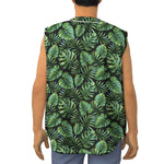 Tropical Monstera Leaves Pattern Print Sleeveless Baseball Jersey