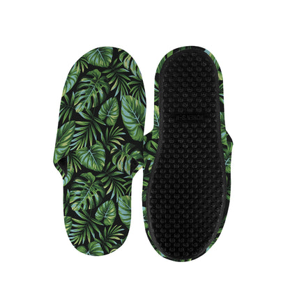 Tropical Monstera Leaves Pattern Print Slippers