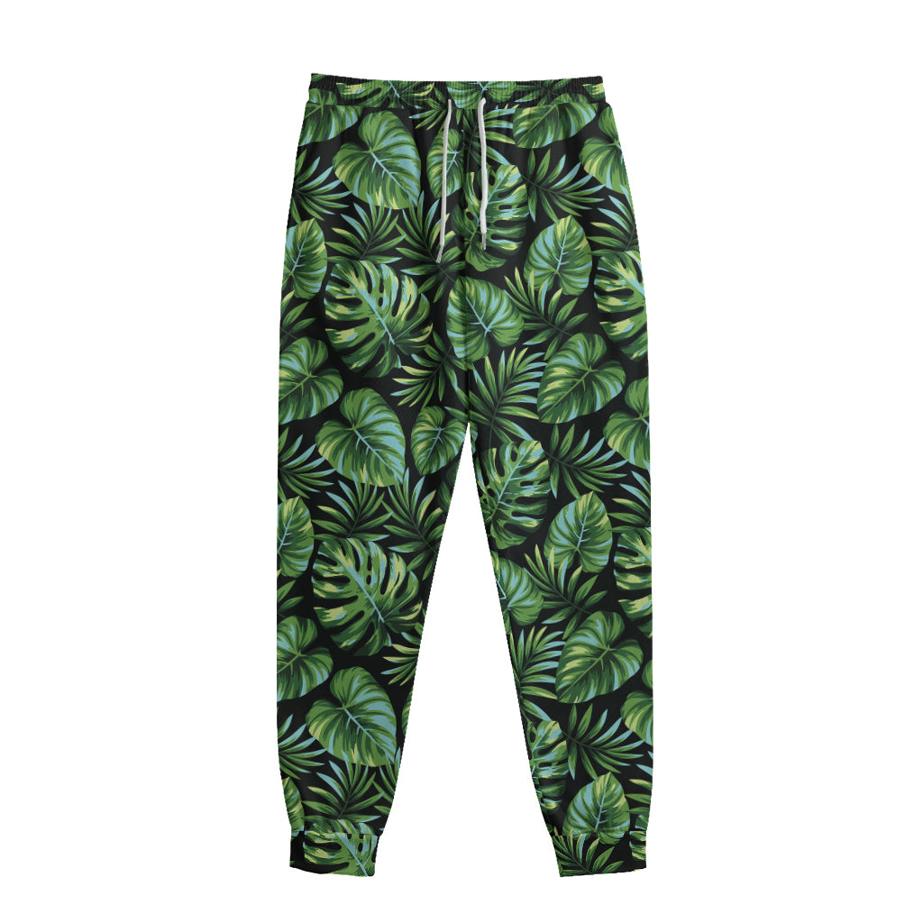 Tropical Monstera Leaves Pattern Print Sweatpants