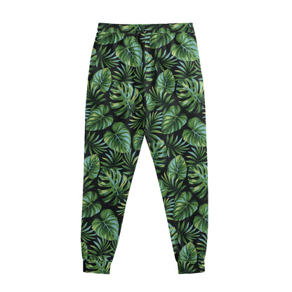 Tropical Monstera Leaves Pattern Print Sweatpants