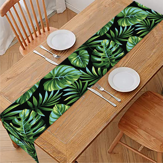 Tropical Monstera Leaves Pattern Print Table Runner