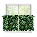 Tropical Monstera Leaves Pattern Print Tier Curtains