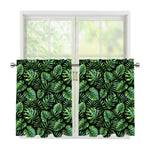 Tropical Monstera Leaves Pattern Print Tier Curtains