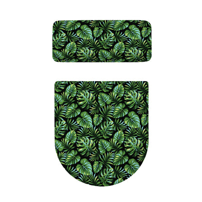 Tropical Monstera Leaves Pattern Print Toilet Lid And Tank Cover Set