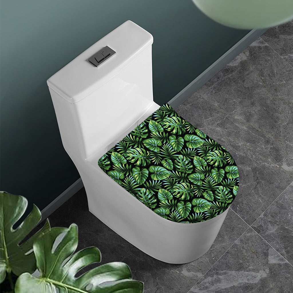 Tropical Monstera Leaves Pattern Print Toilet Lid Cover