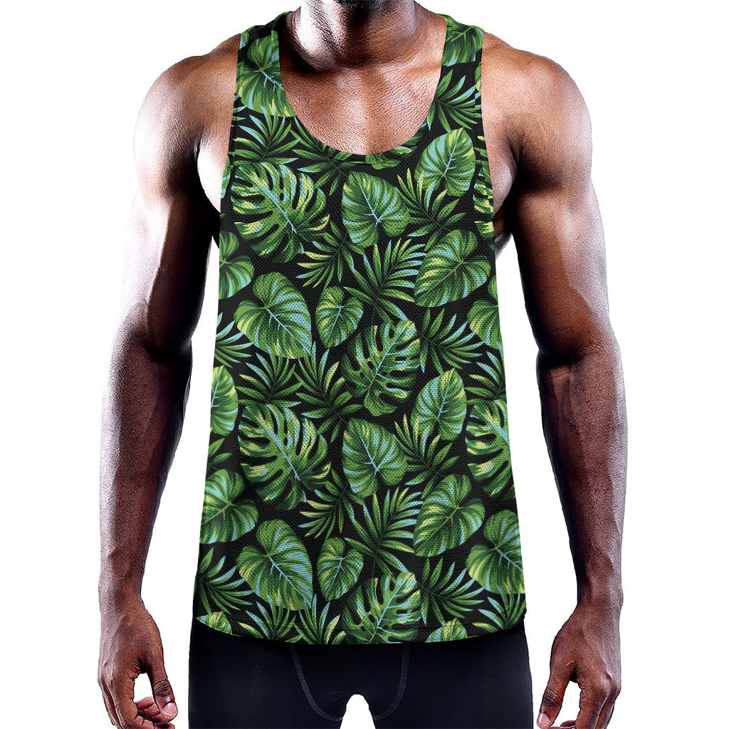 Tropical Monstera Leaves Pattern Print Training Tank Top