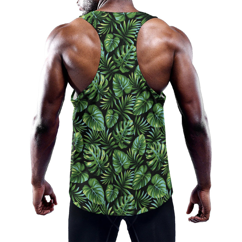 Tropical Monstera Leaves Pattern Print Training Tank Top