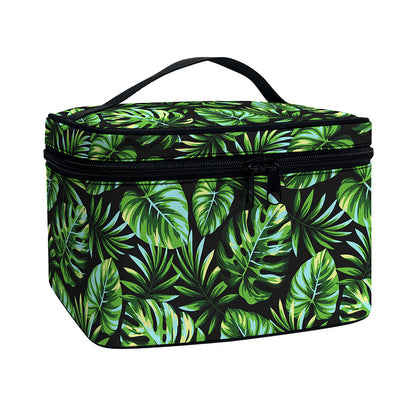 Tropical Monstera Leaves Pattern Print Travel Makeup Bag