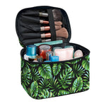Tropical Monstera Leaves Pattern Print Travel Makeup Bag