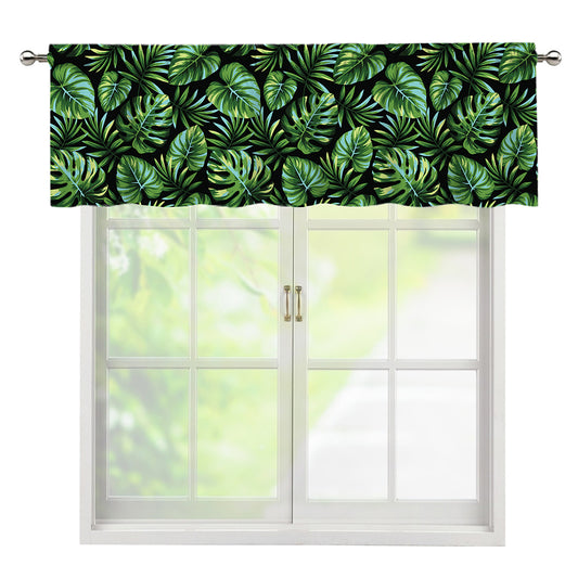 Tropical Monstera Leaves Pattern Print Window Valance